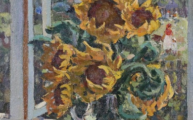 Oil on Canvas Still Life With Flowers