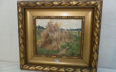 Oil on panel "The Harvest". Signed Medard Verburgh.
