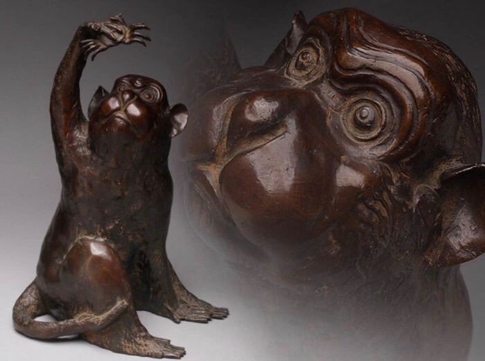 Okimono - Bronze - 猿と蟹(Saru and Kani） - Japan - Meiji period (1868-1912)