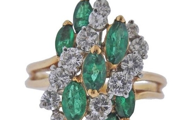 Oscar Heyman 18k Gold Platinum Diamond Emerald Ring