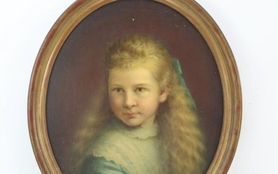 Oval Oil on Canvas Portrait of Young Girl