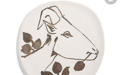 PABLO PICASSO (1881-1973) & ATELIER MADOURA Tête de chèvre de profil, modèle créé en [1950]...