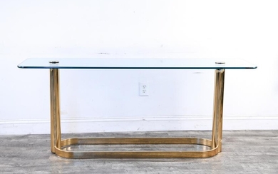 PACE COLLECTION BRASS AND GLASS CONSOLE TABLE