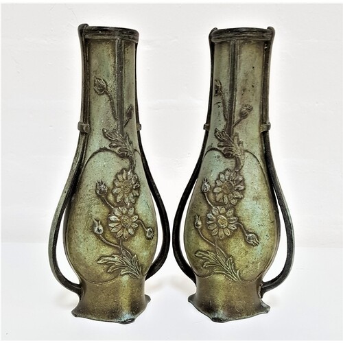 PAIR OF EARLY 20TH CENTURY FRENCH SPELTER VASES in the Art N...