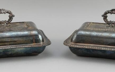 PAIR OF GEORGIAN-STYLE SILVER PLATED COVERED VEGETABLE