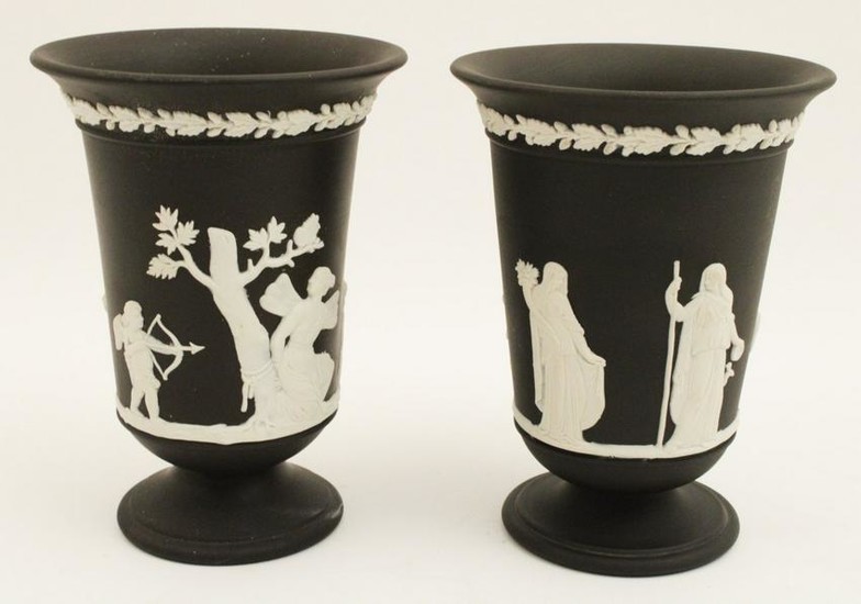 PR. OF ENGLISH WEDGEWOOD FLAIR RIMMED VASES