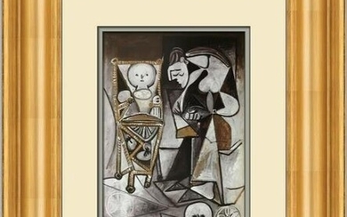 Pablo Picasso Woman Drawing Surrounded by Her Children Custom Framed Print