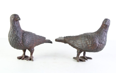 Pair Of Cast Iron Pigeons W: 22cm