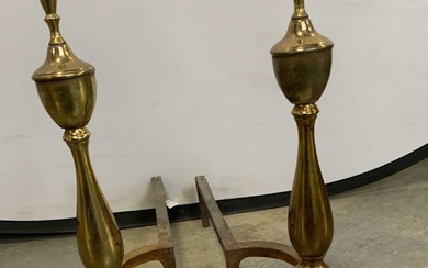 Pair Vintage Brass Andirons