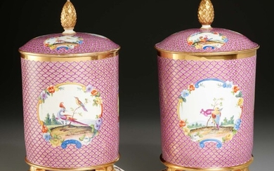 Pair large Sevres style jars, ex Duke of Newcastle