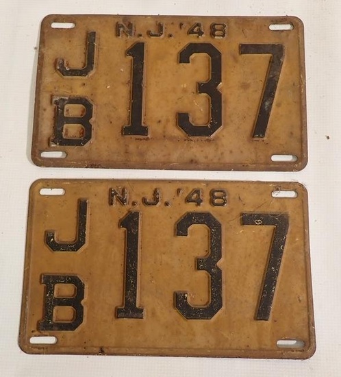Pair of 1948 NJ License Plates