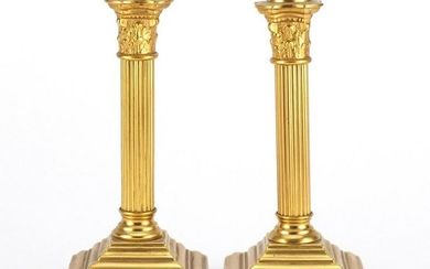 Pair of 19th century gilt metal Corinthian column