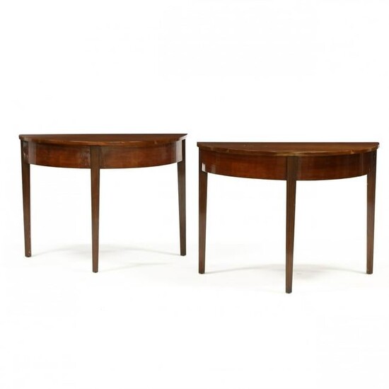 Pair of American Federal Cherry Demilune Tables