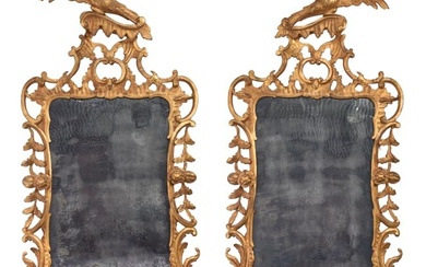 Pair of Chinese Giltwood Chippendale Style Mirrors