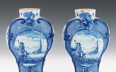Pair of Delft Blue and White Vases