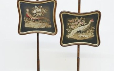 Pair of English Regency Pole Screens, circa 1840