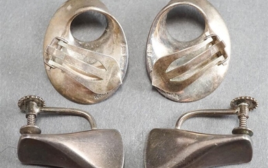 Pair of Georg Jensen Sterling Silver Screwback Earrings, (116B) and a Pair of Georg Jensen Sterling Silver Clip Back Earrings (142)