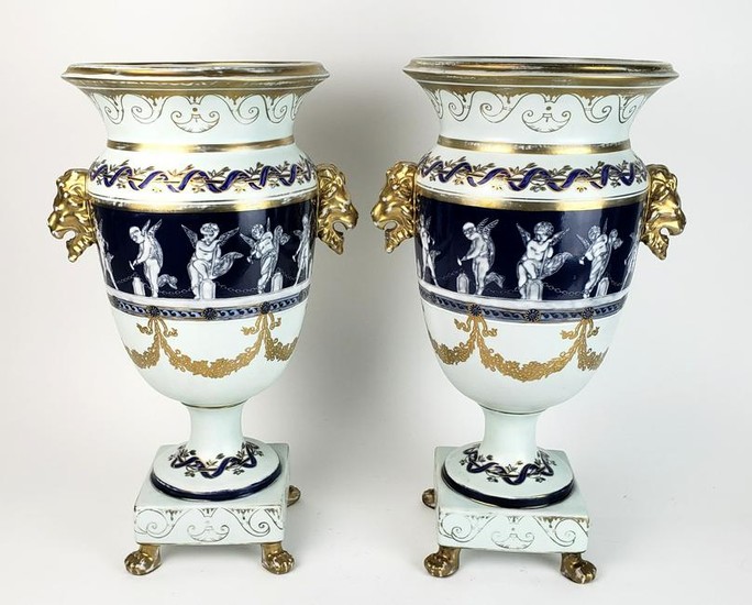 Pair of Large Minton Pate Sur Pate Style Porcelain