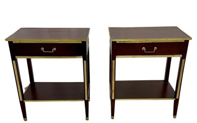 Pair of One Drawer Neoclassical Style Bronze-Mounted Mahogany End / Side Tables