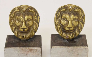 Pair of antique cast lion mask mounts