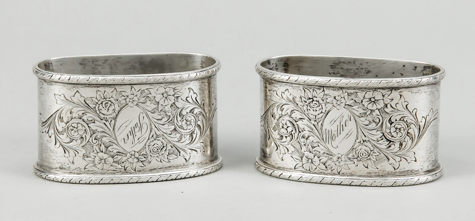 Pair of napkin rings, 20th century, silver 800/000,...