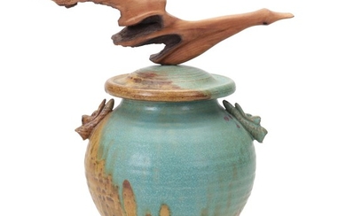 Paldino Pottery Earthenware Lidded Jar with Driftwood Handle