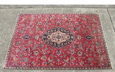 Persian handwoven wool carpet, circa 1960's, very solid Mash...