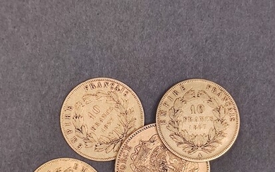 PIECE de 20 francs or Roi des Belges 1870 et trois pièces de 10 francs...