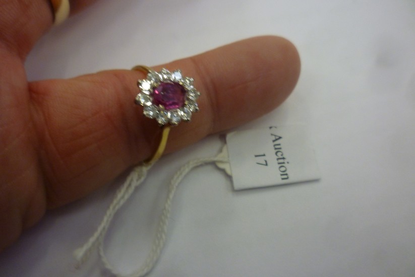 Pink Sapphire and Diamond ring 18ct