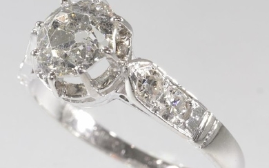 Platinum - Ring, Vintage Solitair Engagement - Anno 1960 - Diamond - TDW 1.74ct
