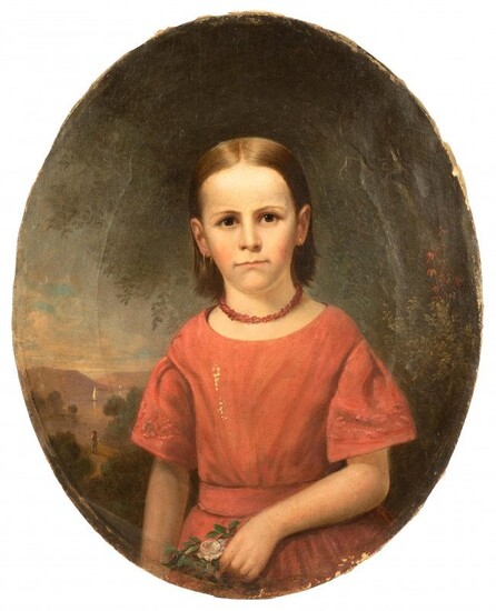 Portrait of Young Girl in Pink Dress