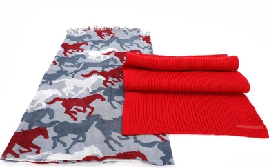 Prada Stella McCartney A set comprising a red scarf of wool and...