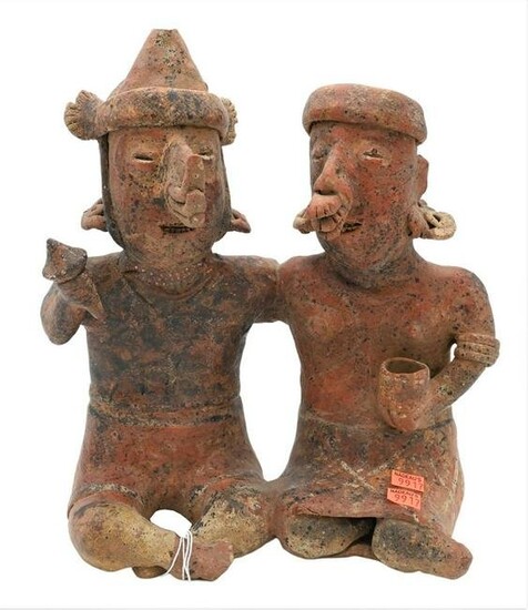 Pre Columbian Pottery Double Figure, two people sitting