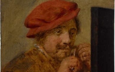 Pride: A man trimming his beard, Attributed to Adriaen Brouwer