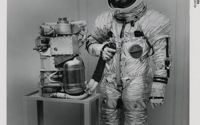 [Project Apollo] The first spacesuit designed for the Apollo Moon landing. NASA,...