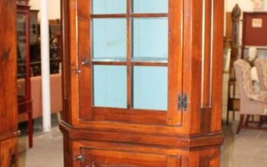 Quality bench made country pine 2 door lighted corner cabinet sold by Stephen Von Hohen