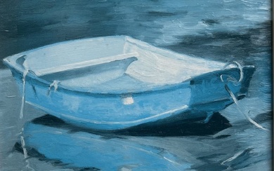 R Luke "A Boat in the Sea " oil on Board , beautiful painting