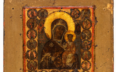 RARE RUSSIAN ICON SHOWING THE MOTHER OF GOD SMOLENSKAYA AND...