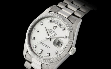 ROLEX, WHITE GOLD DAY-DATE WITH DIAMOND-SET, REF. 18239
