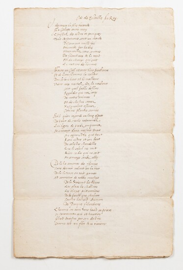 RONSARD. Ode des Estoilles au Roy. Manuscrit. [1573]; 3 pages sur un bi-feuillet in-folio. Chemise et étui.