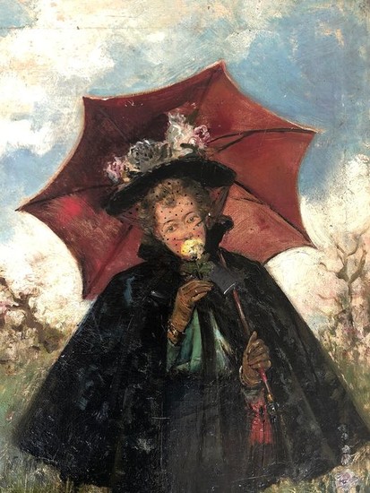 Ramón Pulido (1868-?) - Dama con un paraguas
