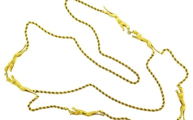 Rare CARTIER Yellow Gold Panthere Chain NECKLACE 1970s
