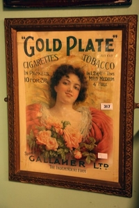 Rare Gold Plate Tobacco advertisement in original frame. { 6...