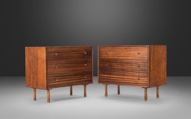 Rare Set of Two (2) Mid Century Modern Three-Drawer Dressers in Mahogany by Harvey Probber USA c.