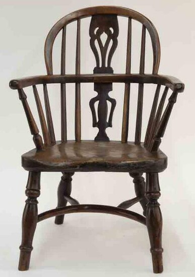 Rare Victorian child's high back Windsor arm chair