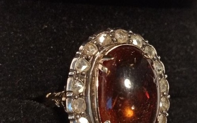 Ring Gold-filled, Silver Amber - Diamond