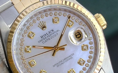 Rolex Mens Datejust Gold & Stainless Steel White Dial Fluted...