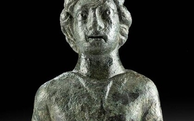 Roman Copper Bust of a Man w/ Silver Belt