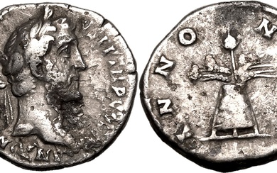 Roman Empire Antoninus Pius AD 140-143 AR Denarius Very fine