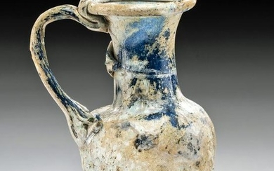 Roman Glass Handled Vessel - Gorgeous Blue